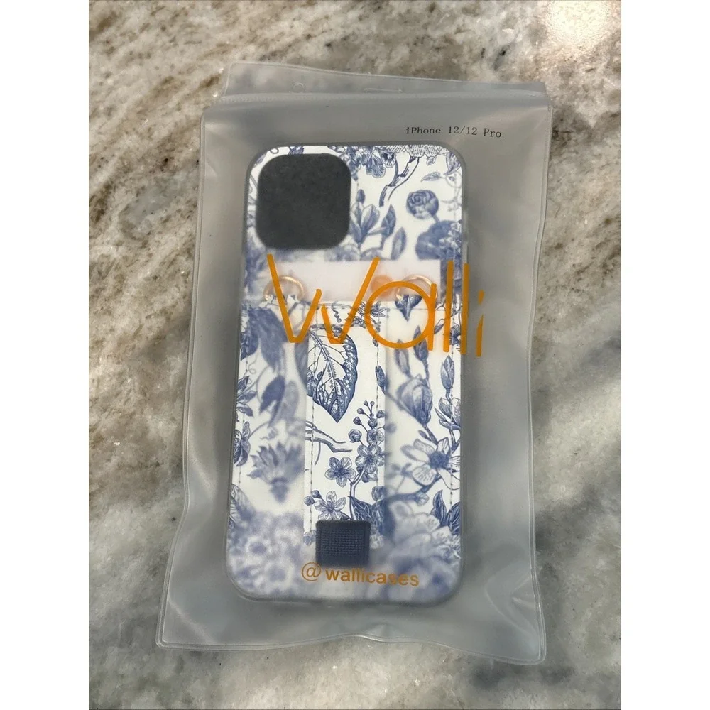 Walli Blue Willow Purse Case for iPhone 12/12 Pro Blue Matte Floral Wallet Case
